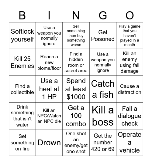 Lockout Bingo Card