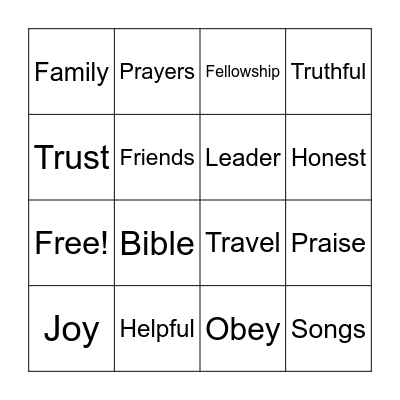 Summertime Fun With God Bingo Card
