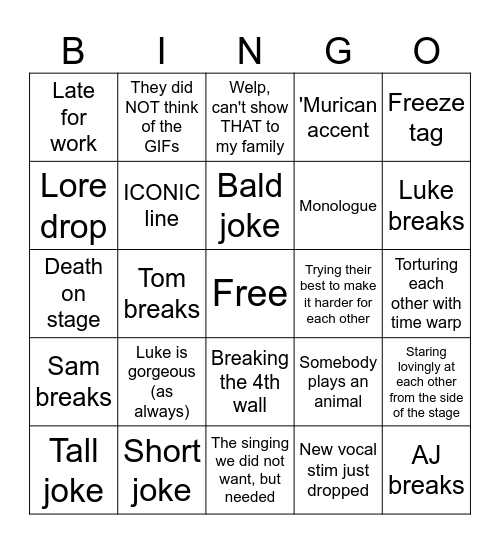 SFTH #14 Bingo Card