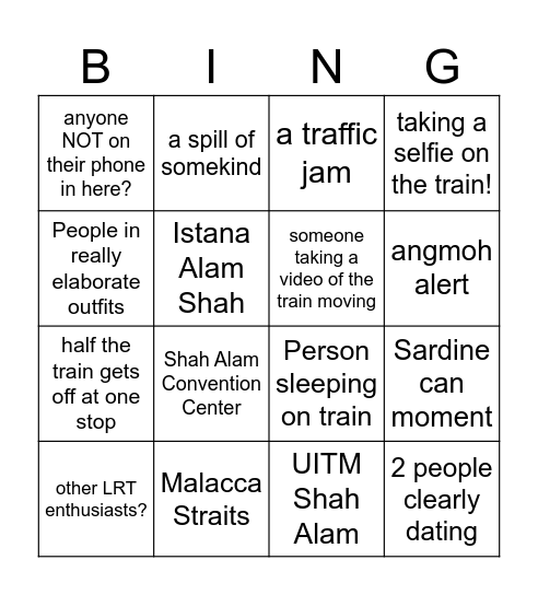 LRT3 BING-O Bingo Card