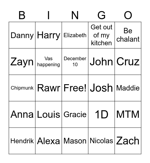 The Abyss Bingo Card