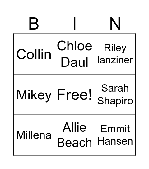 Untitled Bingo Card