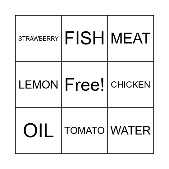 FOOD AND DRINKS Bingo Card