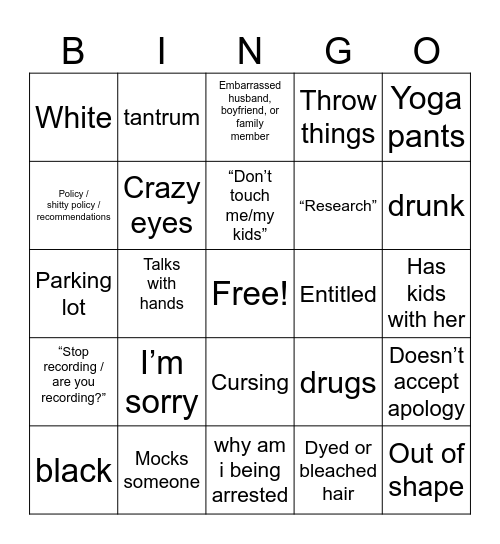 KAREN BINGO Card