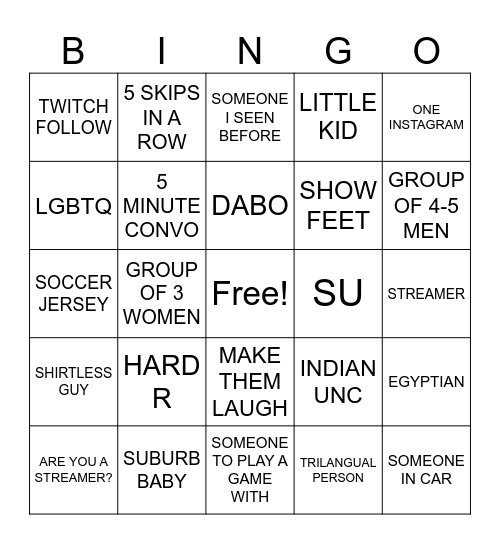 OMEGLE BINGO Card
