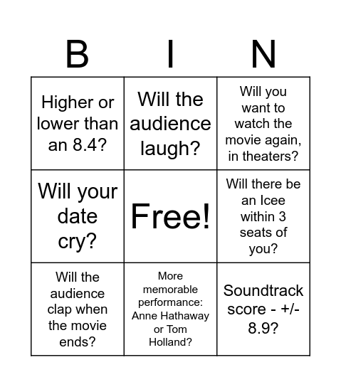 The Odyssey Bingo Card
