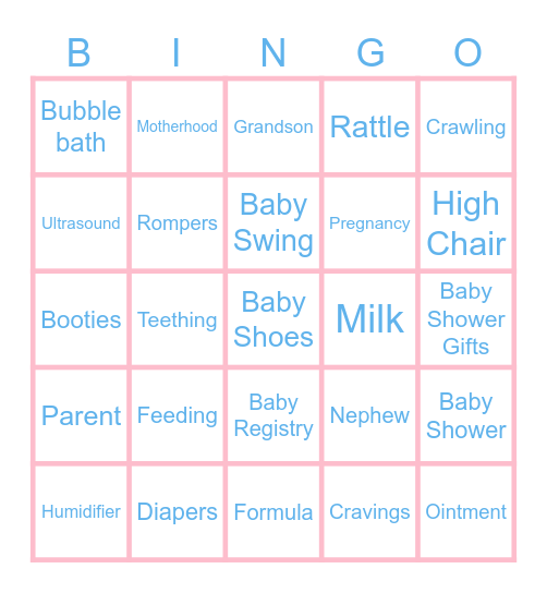 Baby Bingo Card