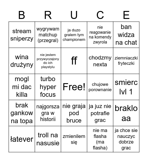 COACHING BRUCE Bingo Card