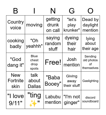Eyademon Bingo Card