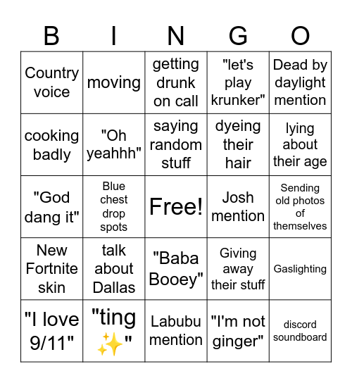 Eyademon Bingo Card