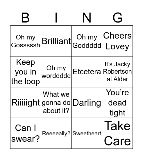 Jacky's Buzzword Bingo! Bingo Card