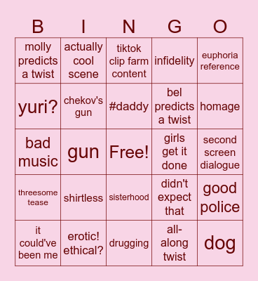 housemaid Bingo Card