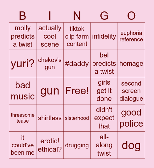 housemaid Bingo Card