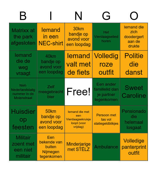 Vierdaagsefeesten Bingo Card