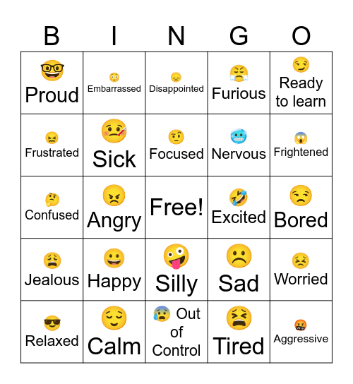 Zones of Regulation Bingo Card Bingo Card
