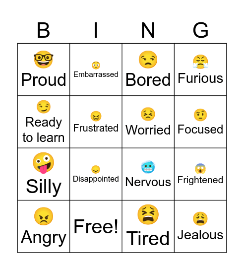 Zones of Regulation Bingo Card Bingo Card