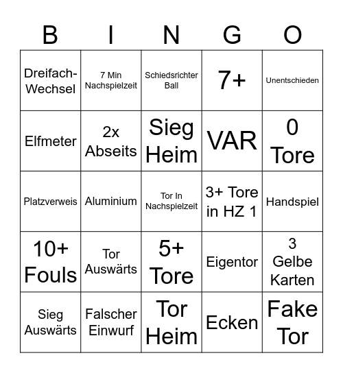 2. Bundesliga Bingo Card