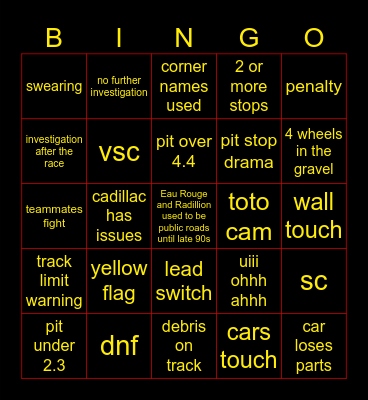 Spa Bingo Card