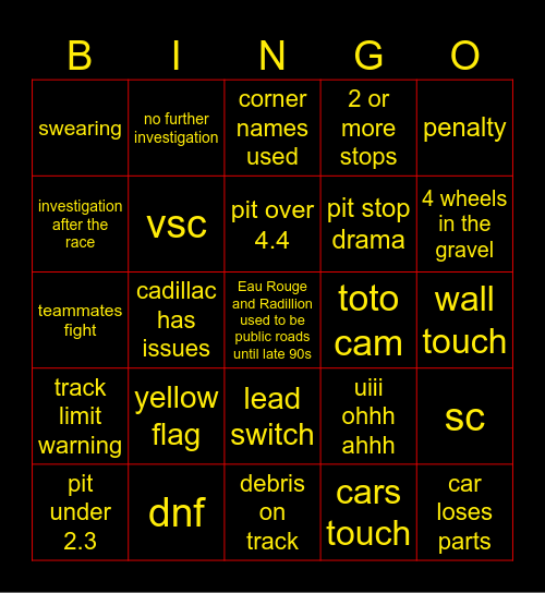 Spa Bingo Card