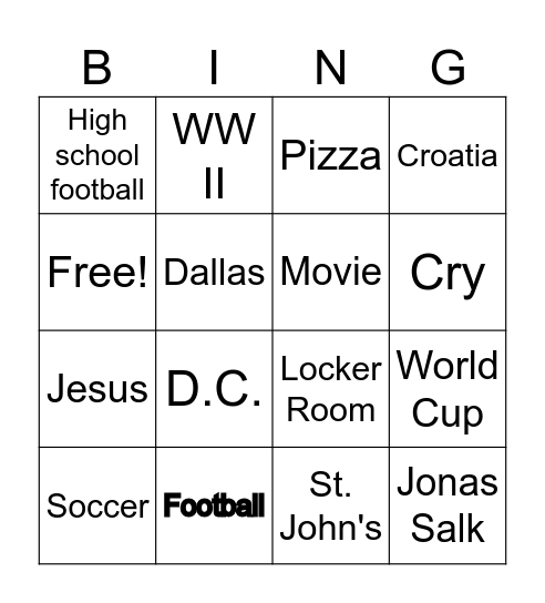 What will Brian say Bingo Card