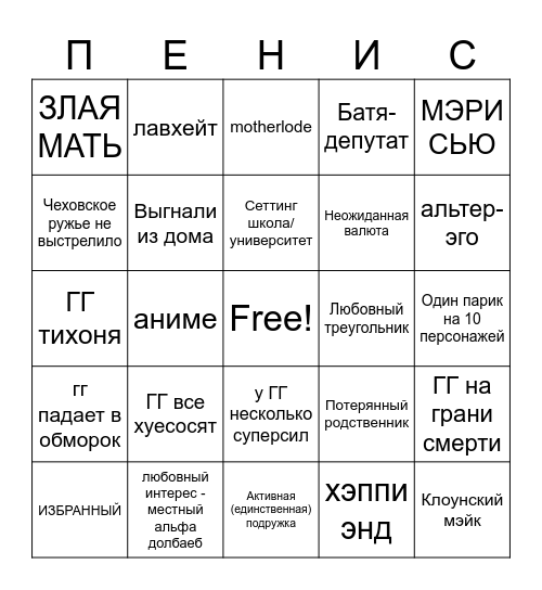 БИНГО ТИКТОК СЕРИАЛА Bingo Card
