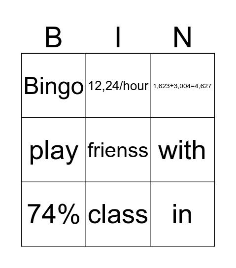 Facts Bingo Card