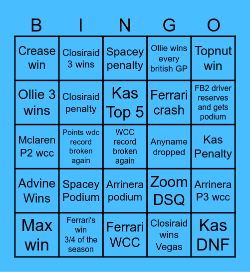 FB1 Bingo Card