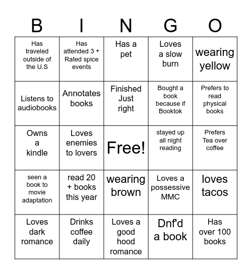 Rated Spice Bingo Card