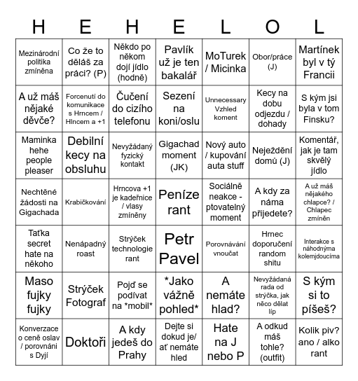 Jak Ubec Netuší Bingo Card