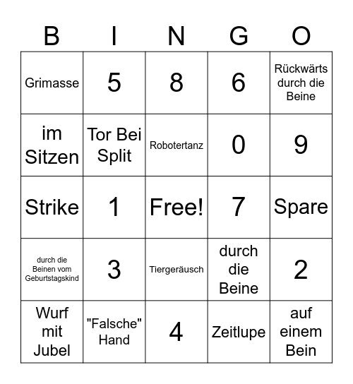 Bowling Bingo Card