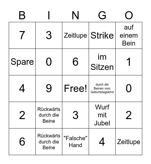 Bowling Bingo Card