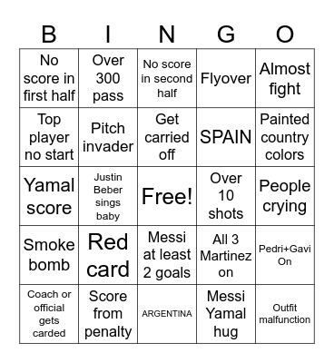 World Cup Bingo Card