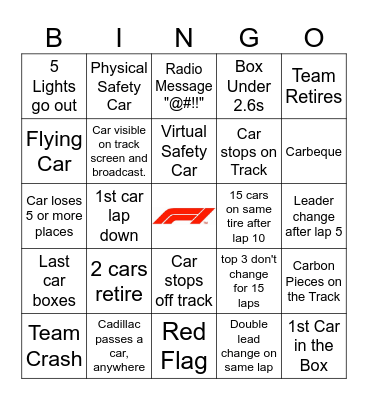 Belgian GP 2026 Bingo Card