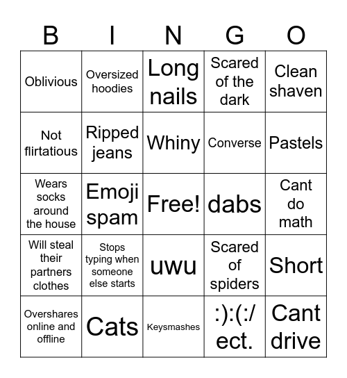 Are you a bottom? Bingo Card