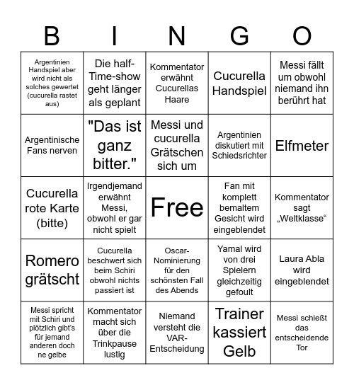 Männers WM Finale (wuhu) Bingo Card