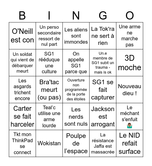 SG1 saisons finales Bingo Card