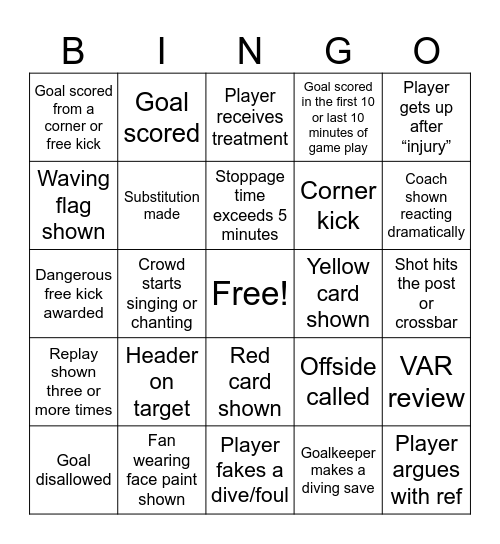 WORLD CUP FINAL Bingo Card