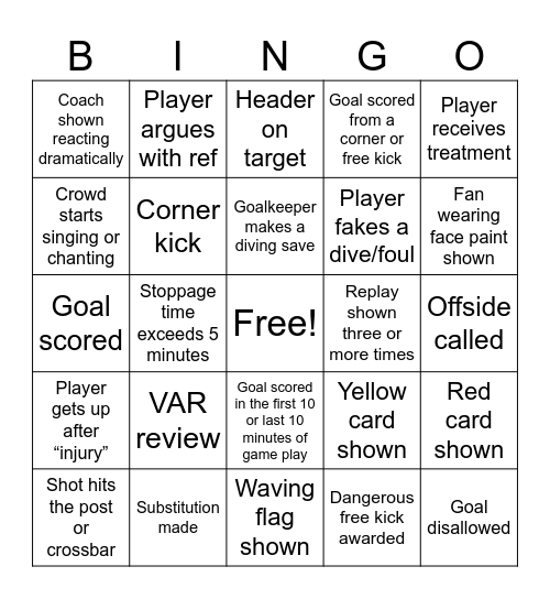 WORLD CUP FINAL Bingo Card