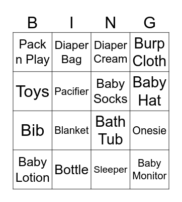 BABY SHOWER Bingo Card