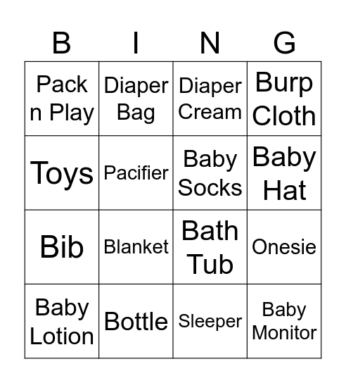 BABY SHOWER Bingo Card