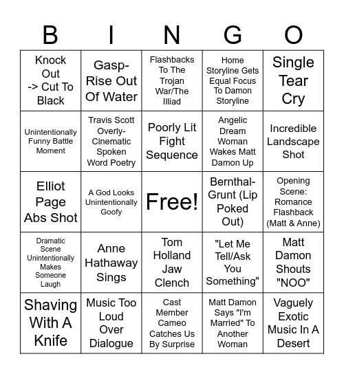 The Odyssey Bingo Card
