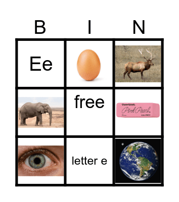 Letter Ee Bingo Card