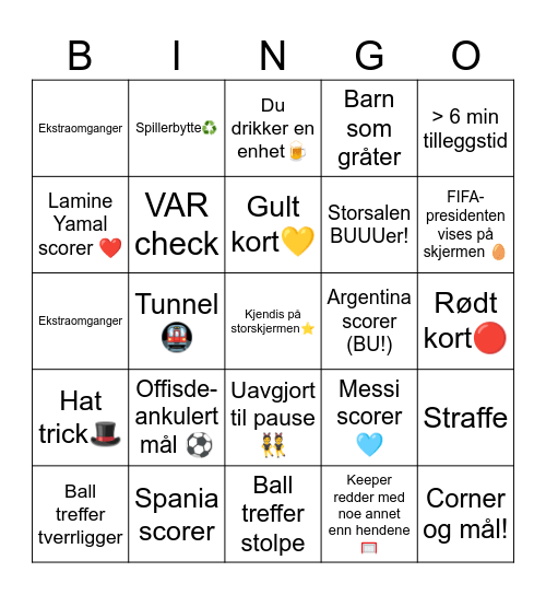 VM FINALE Bingo Card