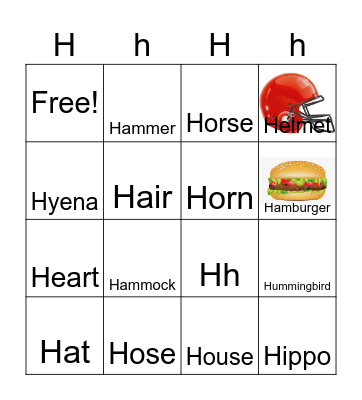 Letter Hh Bingo Card