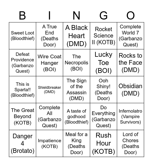 G Bingo Card