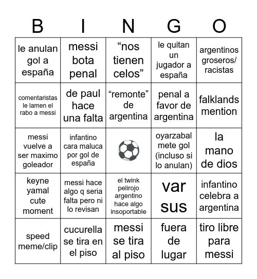 world cup final Bingo Card