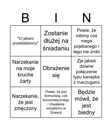 Antek Bingo Card