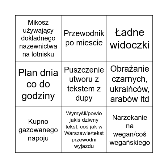 MIKOSZ Bingo Card
