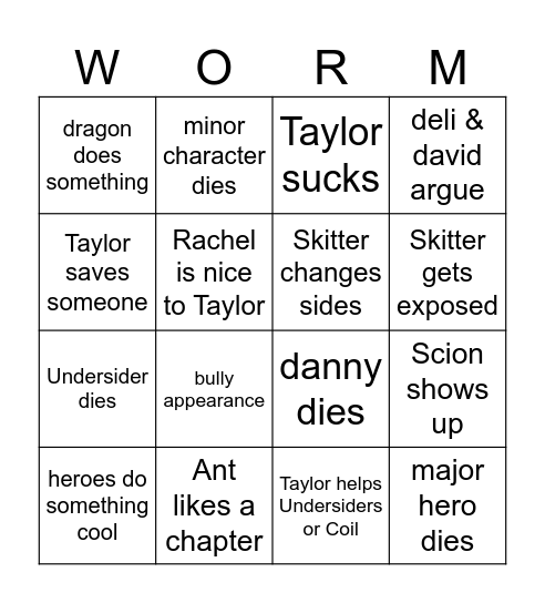 pinkcubed bookclub worm arc 8 Bingo Card