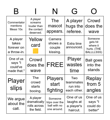 FIFA WORLD CUP SPAIN VS. ARGENTINA Bingo Card